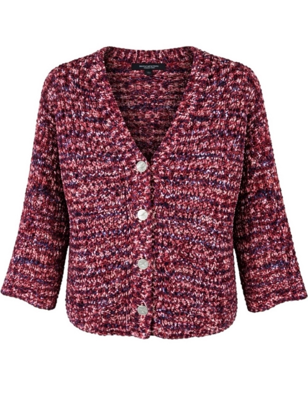 Marc New York Bouclé Confetti Cardigan Burgundy Multi Medium NWT Cozy Knit - Picture 2 of 13